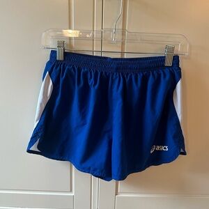 Asics Womens Blue White Running Shorts Sz Medium